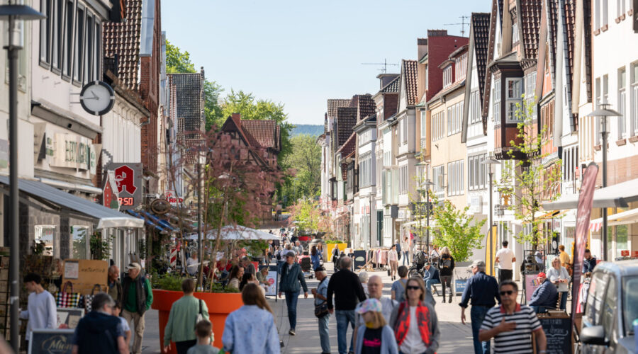 Blick in die Fußgängerzone von Stadthagen.