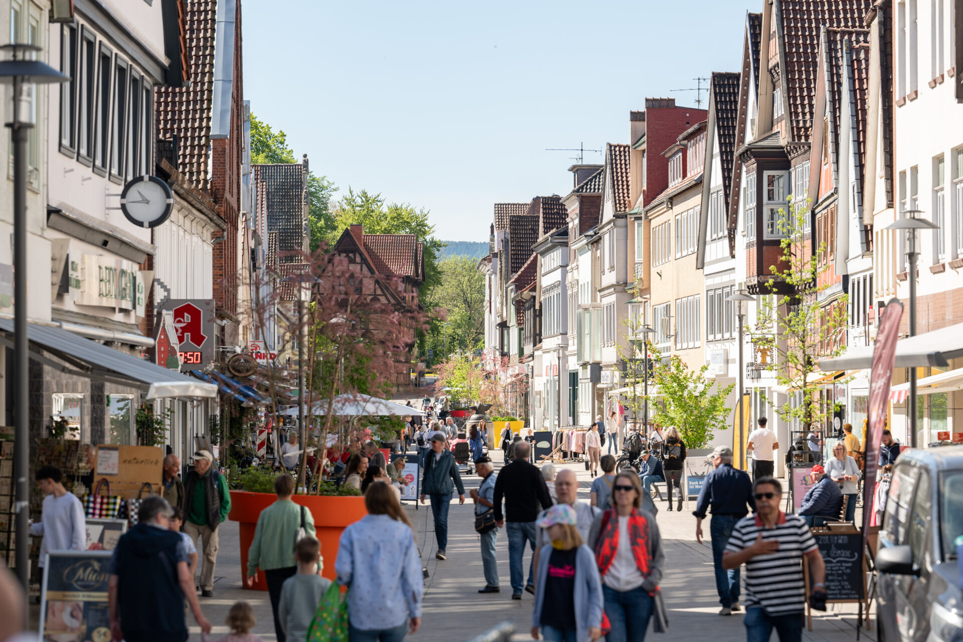 Blick in die Fußgängerzone von Stadthagen.